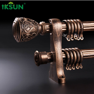 Dark Gold Double Window Curtain Rod 28mm Retro Luxury Style OEM