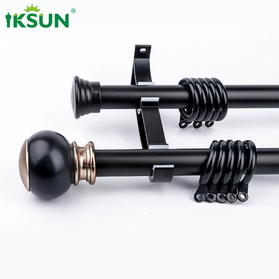 1.2mm Double Aluminium Curtain Rod Heavy Duty Matte Black Color