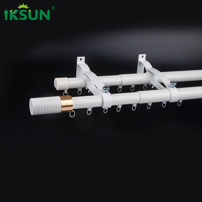 1 Set Bay Window Tension Curtain Rod Flexible Adjustable Double Curtain Rod
