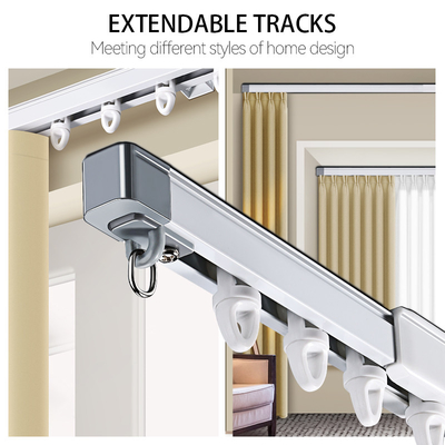 Smooth Silent Telescopic Curtain Track 1.1-4.5m Adjustable Rail with Gliders