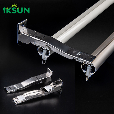 Household Office Double Aluminium Curtain Track Ceiling Mounted With Bracket And Runners