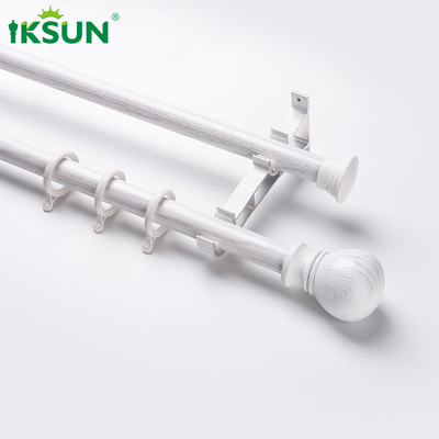 White Double Modern Wood Curtain Rod For Bedroom Decorating OEM ODM