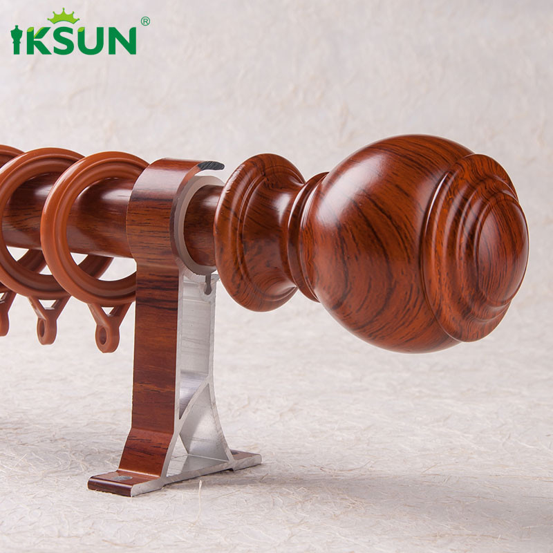 Single Wall Mount Modern Wood Curtain Rod 28mm Diameter Multifunctional