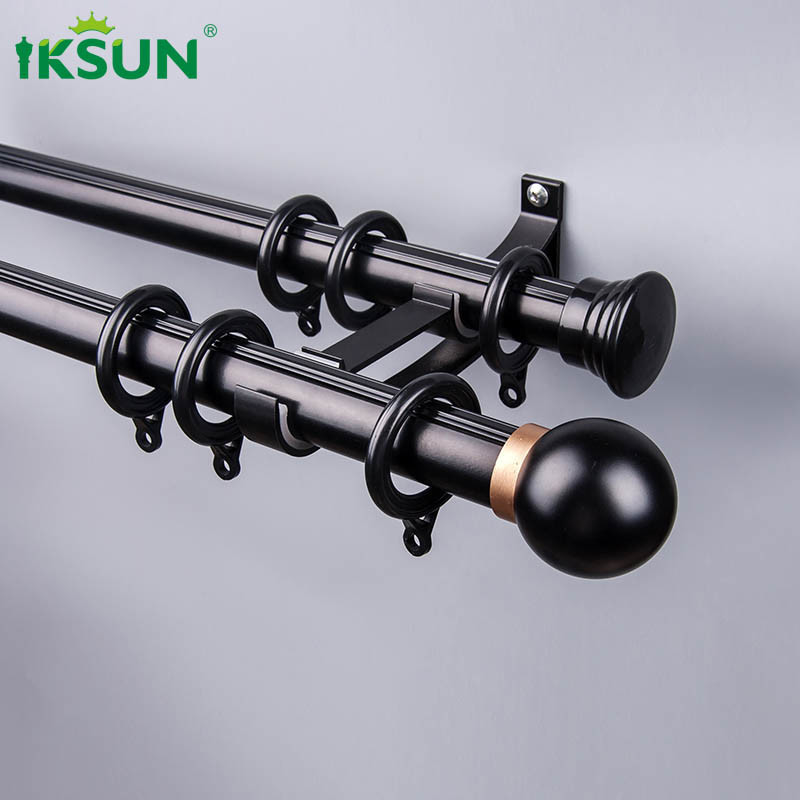 Minimalist Aluminium Curtain Pole Ceiling Mounted Black Color