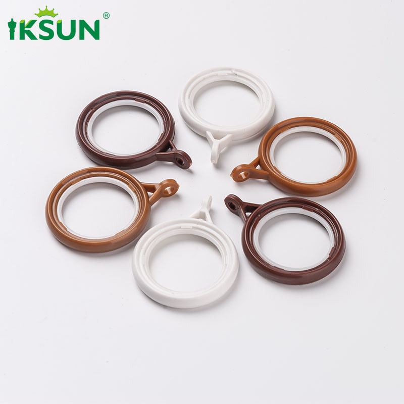 28mm Curtain Pole Rings , Plastic Eyelet Rings Wood Grain Color
