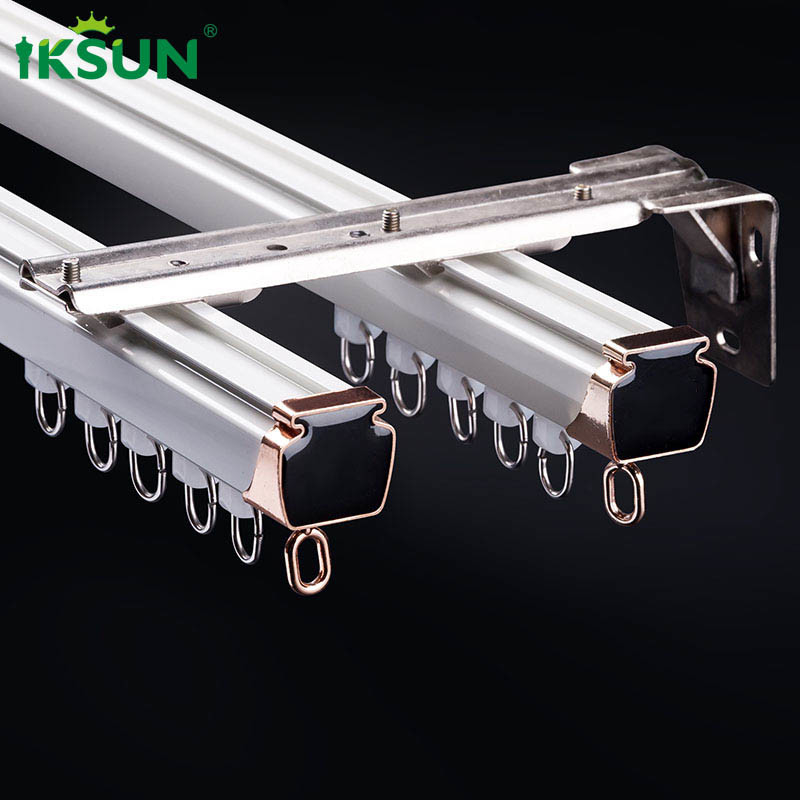 White Double Aluminium Curtain Track Wall Mount 3.5mm Thickness