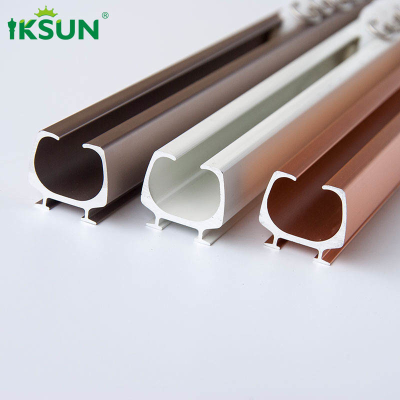 Aluminium 6063 Ceiling Hung Curtain Rail , Straight Curtain Track Electrophoresis Finish