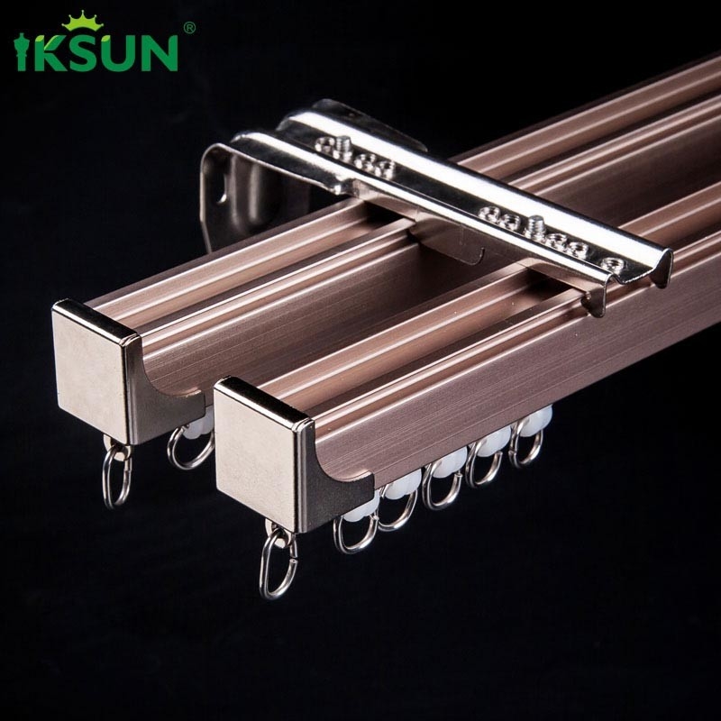 Matte Gold Double Aluminium Curtain Track Square Shape Multipurpose