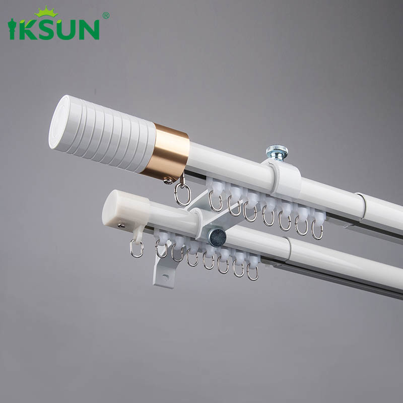 Tension Retractable Double Extendable Curtain Pole Wall Mounting