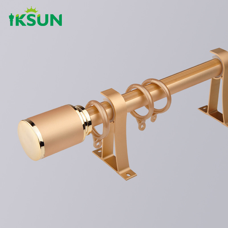 Home Decorative Aluminium Roman Curtain Rod Double Round Pole Sliding Curtain Rod With Bracket