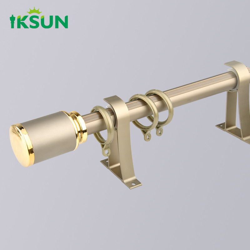 Modern Fitting Room Decor Window Grommet Gold Curtains Rods Set 28mm Double Metal Aluminum Alloy Curtain Pole