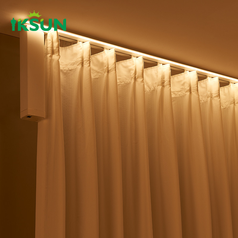 Durable LED Light Strip Electric Track System  Aluminum Hidden Curtain Rail  For Resturant