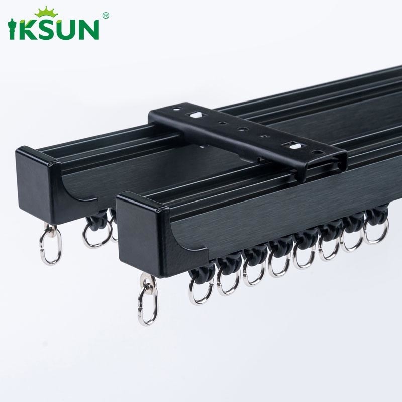 Matte Black Aluminium Curtain Track For Home Decoration 6.7m Length